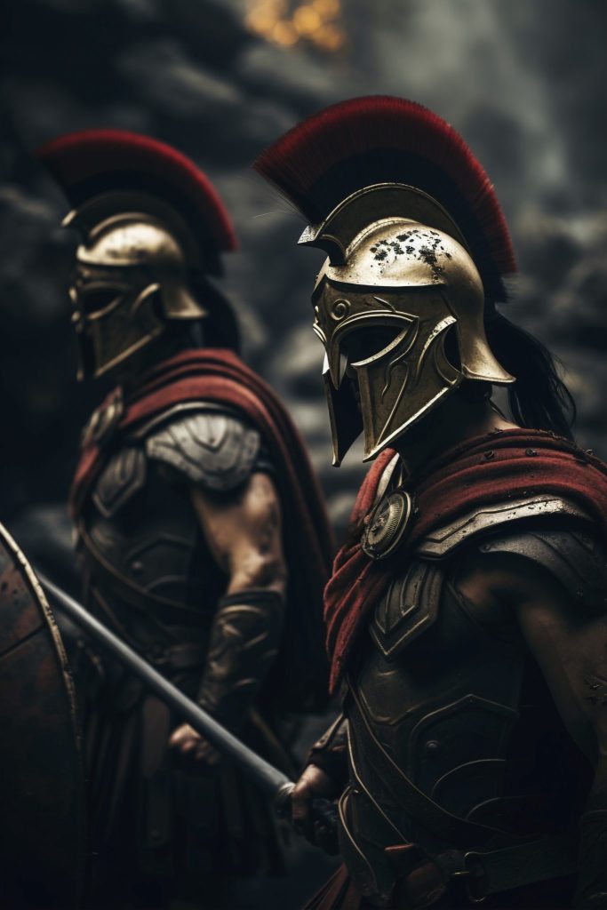 Guerriers spartiates en armure